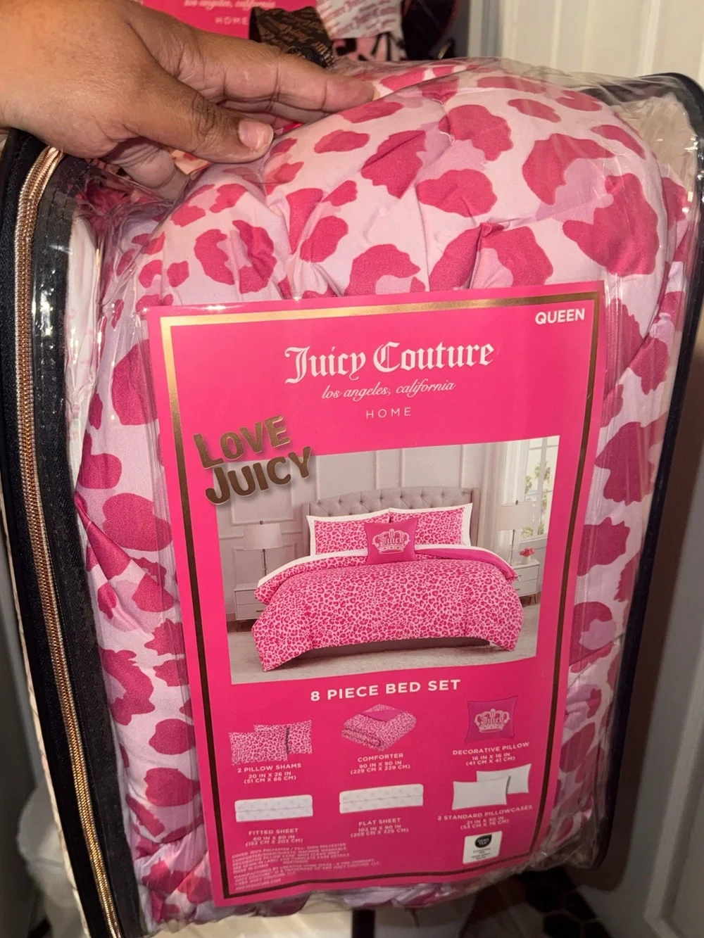 Juicy Couture Pink Eight Piece Leopard Queen Comforter Set